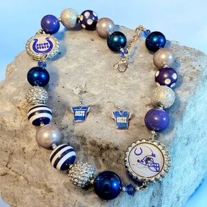 Indianapolis Colts Necklace & Earrings Set ~ Custom Made